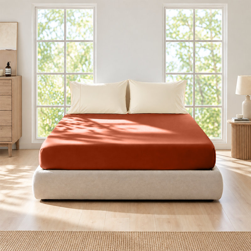 Bedroom Collection Standard Fitted Sheet, Single, Rust