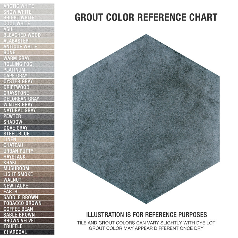 Matter Hex 7.88" x 9" Porcelain Stone Look Floor and Wall Tile, Blue