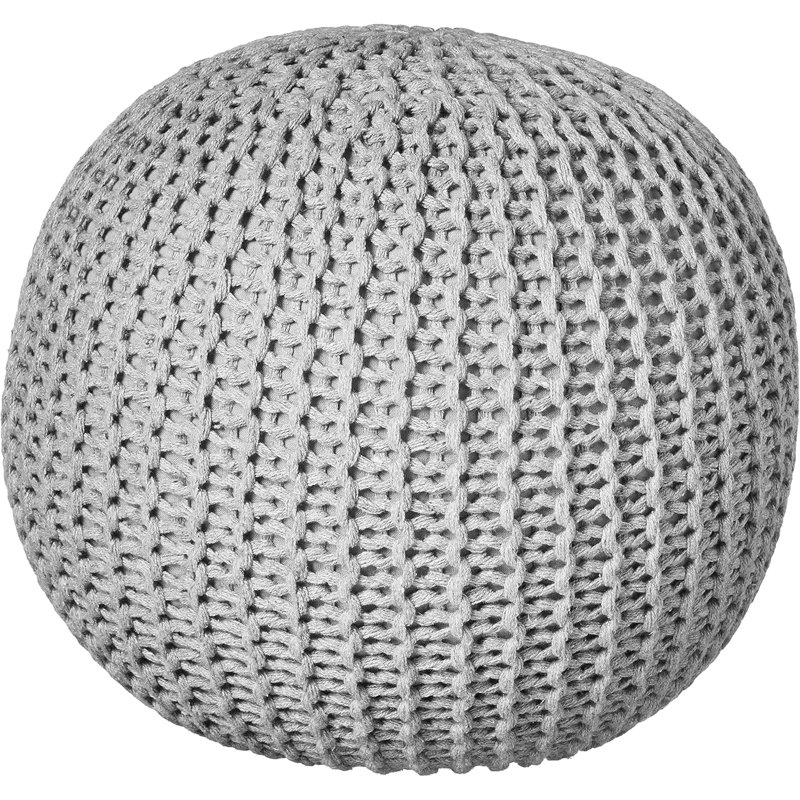 Bramble 18'' Wide Round Pouf Ottoman, Silver