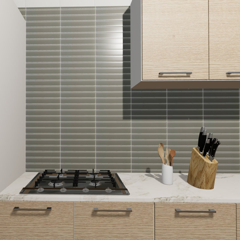 Charm School 2'' W x 12'' L Glass Subway Singular Tile, Taupe