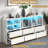6 Drawers Dresser With 7 Storage Cubbies, LED Chest Of Drawers With Power Outlet-1232146213