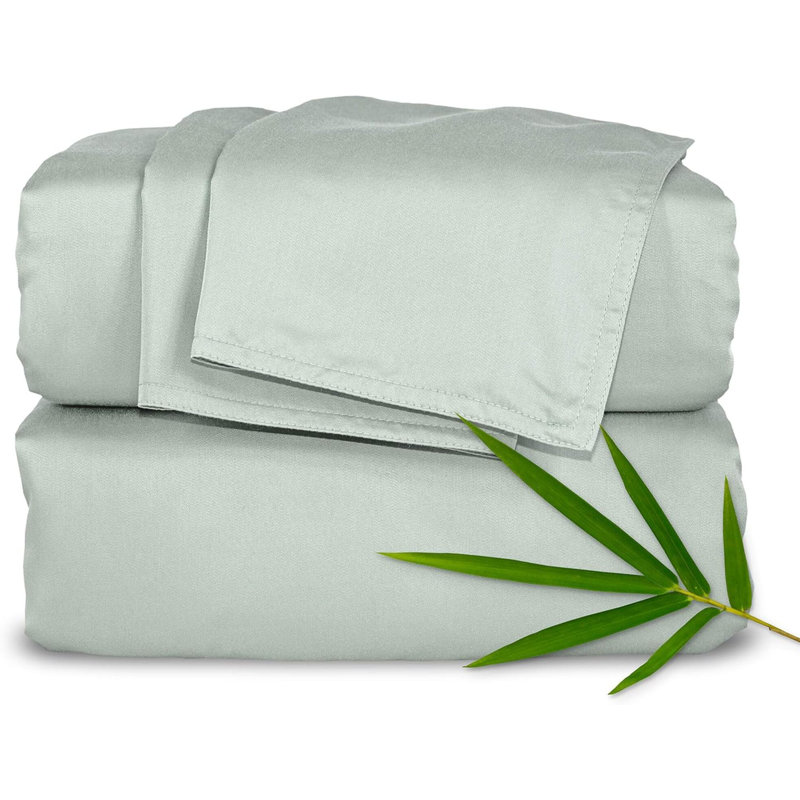 100% Organic Bamboo Fiber Full-Size Sheet Set, Double-Stitched, Luxuriously Soft, Cool And Skin-Friendly.
