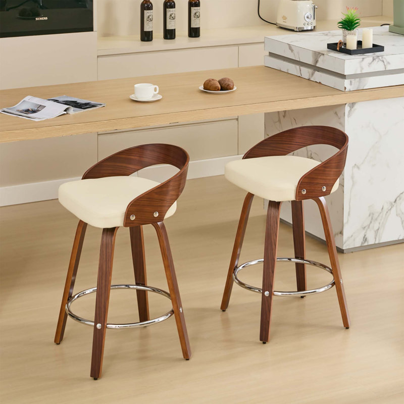 Swivel Cushioned Brown Leather Swivel Counter Stools Signature