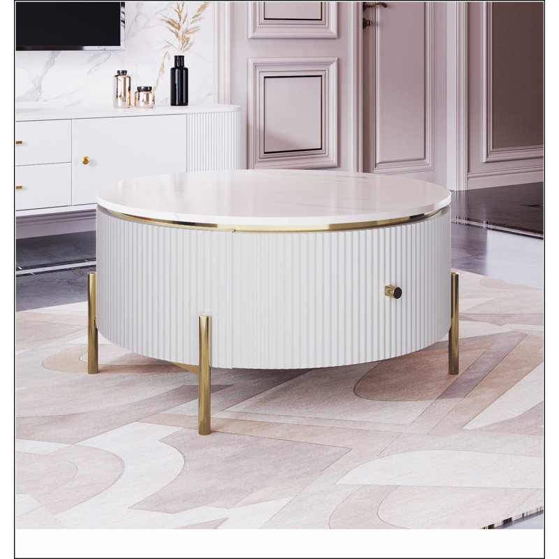 Table basse moderne moderne avec 2 grands tiroirs de rangement (31,5 po)