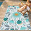 Tapis d'extérieur à motif floral lavable bleu 6X9 Frankin-2000867570