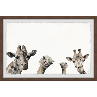 Girafes et autruches, reproduction encadrée