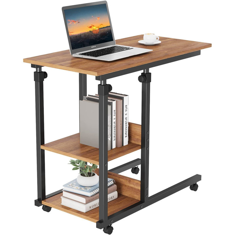 Aarah Wheel End Table, Black, Walnut