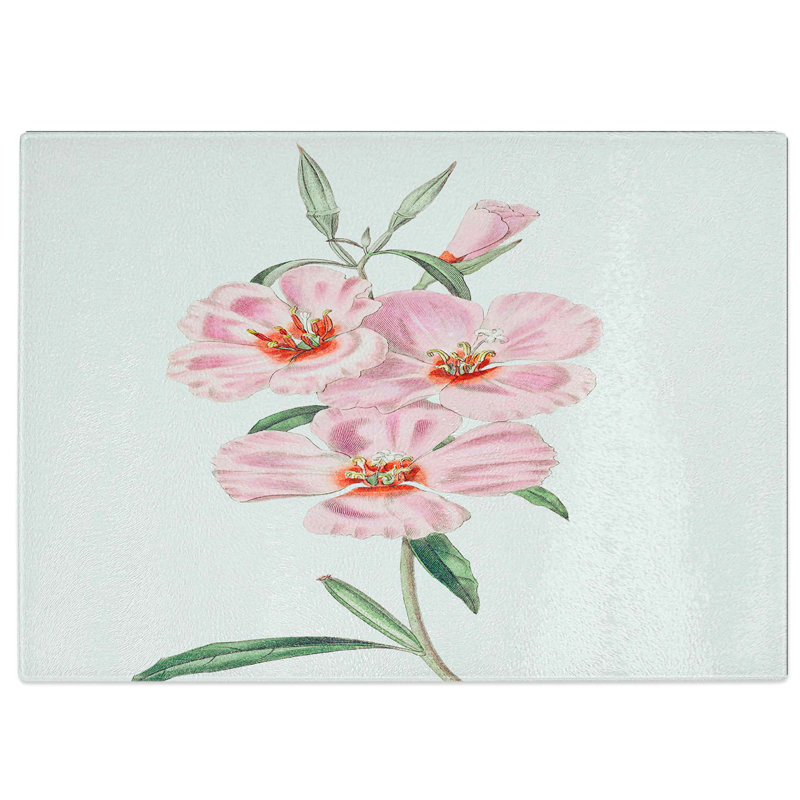 Tempered Glass Blooming Hibiscus Flowers Chopping Board, 39 cm W x 28.5 cm L
