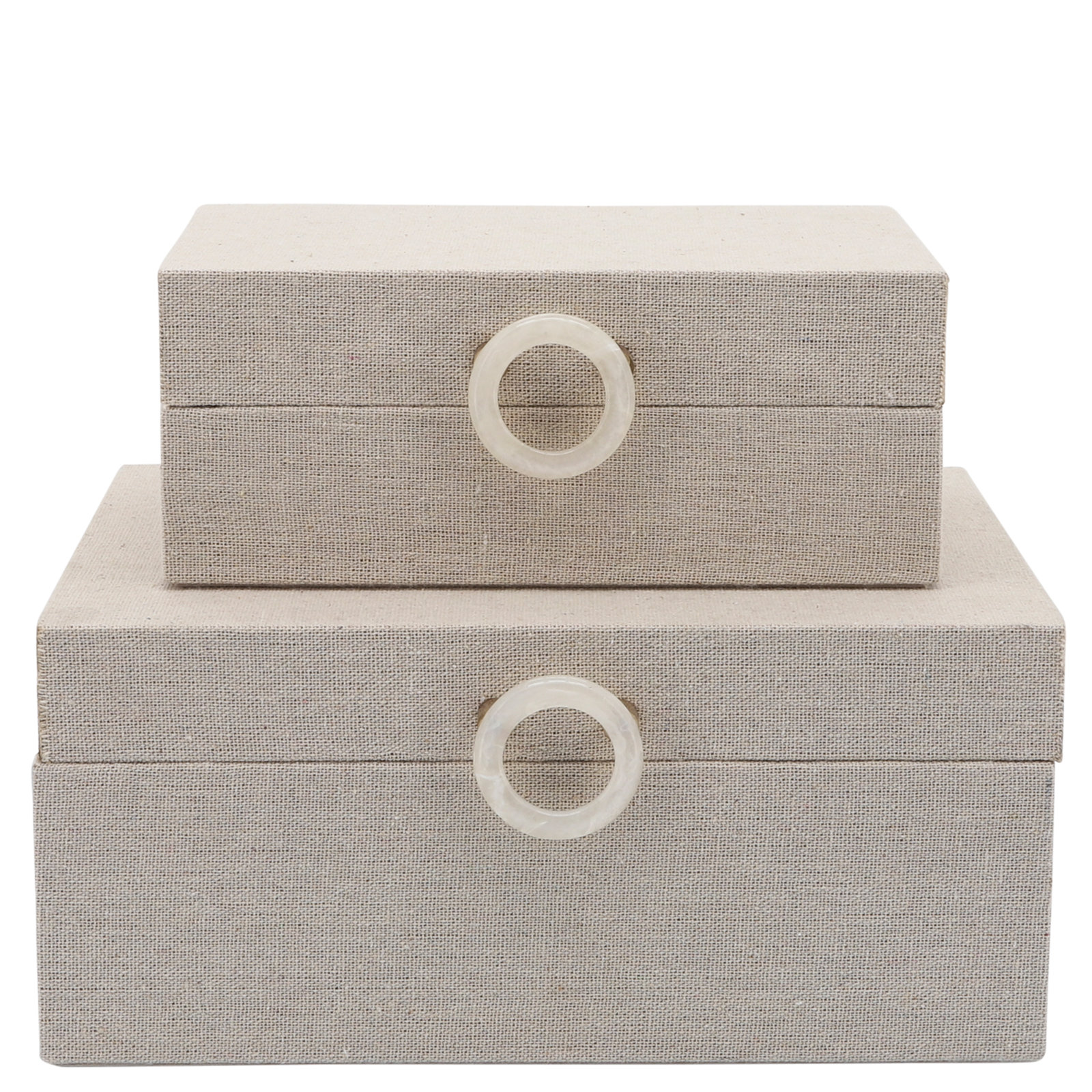 Sagebrook Home Fawn Wood Box Set, Ivory/Beige