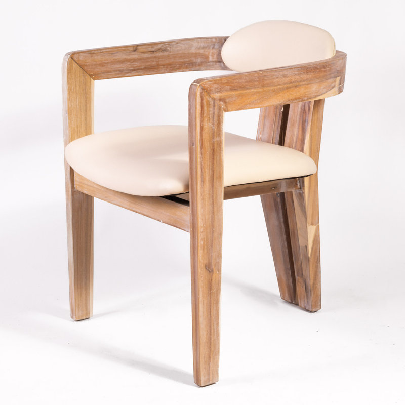 Chaise avec accoudoirs Jaimari, Blanc, Naturel