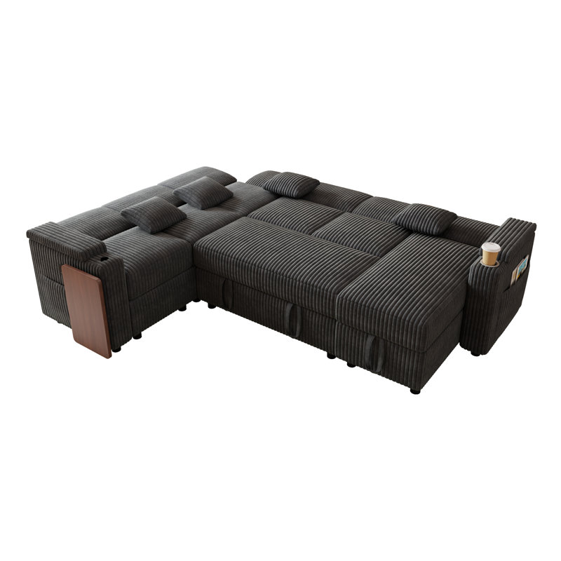 Canapé-lit avec rangement, canapé modulaire en velours côtelé 100 pouces