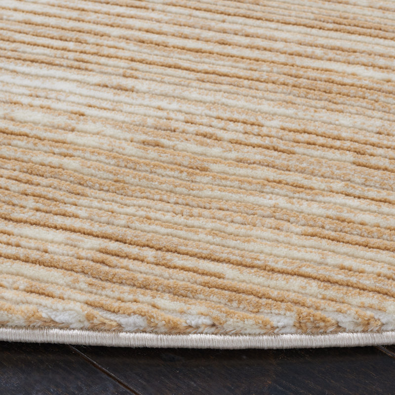 Vision Striped Area Rug In Beige, Round 201 cm