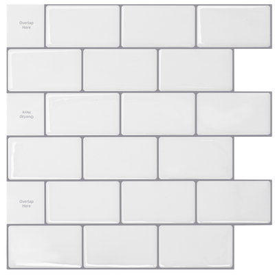 12'' W x 12'' L Peel and Stick Subway Tile,Vinyl Self Adhesive Wall Tile for Kitchen,Bathroom,Pack of 10