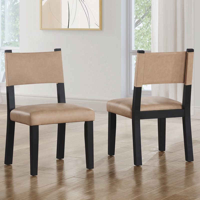 Chaise de salle à manger rembourrée Rickye, Tanné, Noir, noir, noir, noir