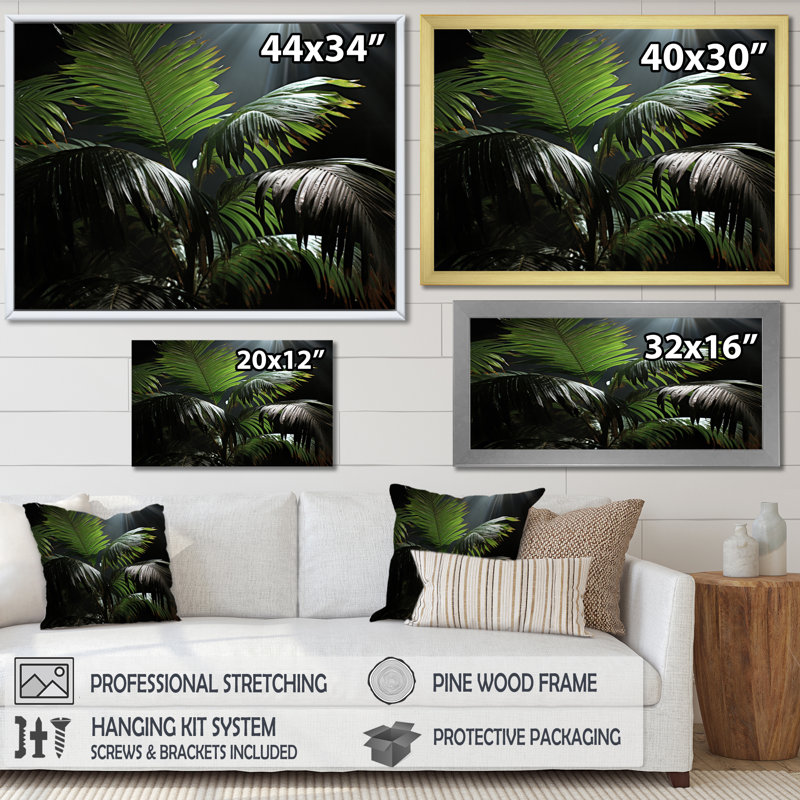 " Palm Trees Palm III ", 12" H x 20" W x 1" D, Black Floater Framed