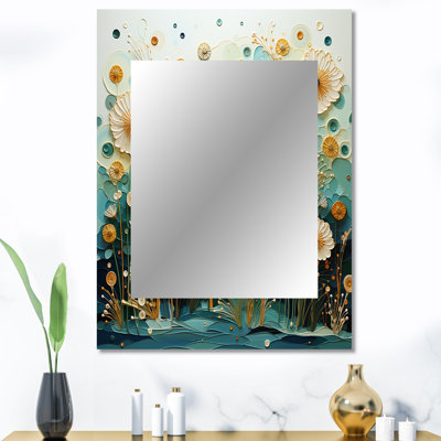 «Green Blue Tranquil Oasis III - Botanicals», miroir mural vert, reproduction d'art en métal