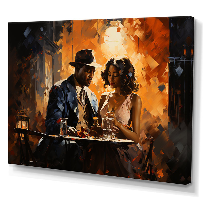 Harlem Renaissance Rendez-vous romantique - art mural Harlem Renaissance, Toile tendue, 30" H x 40" W