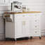 52'' Kitchen Island With Drop Leaf, Embossed Texture Kitchen Island On Wheels With Spice Rack, Towel Rack, 2 Doors And 5 Drawers-1221457667