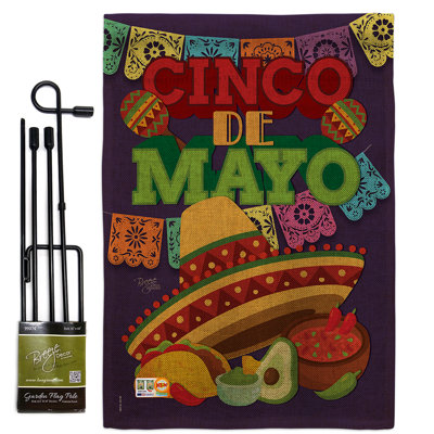 Cinco de mayo polyester à 2 côtés 18,5 x 13 po ensemble de drapeau