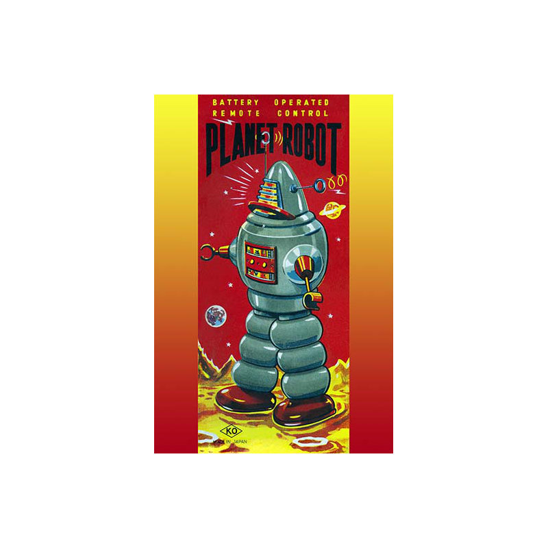 « planète robot », affiche rétro, H 30 po x l 20 po x P 1,5 po