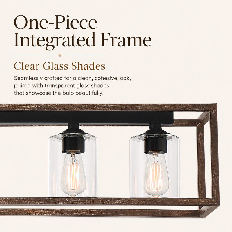 Elutheria 7-Light Dimmable Rectangle Chandelier, Weathered Walnut