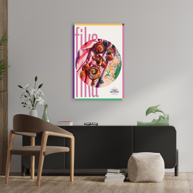 «Vibrant Morning Pastries Abstract Contemporary Rose Flower Landscape», art mural, H 36 po x l 24 po