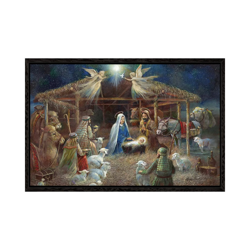The Nativity by Ruane Manning - Print on Canvas, 101.6 cm H x 66.04 cm W, Black Framed