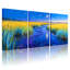 Abstrait, ciel nocturne, rivière, roseaux, étoiles, lune, reflets, paysage, ensemble de 3 impressions sur toile-1062762999