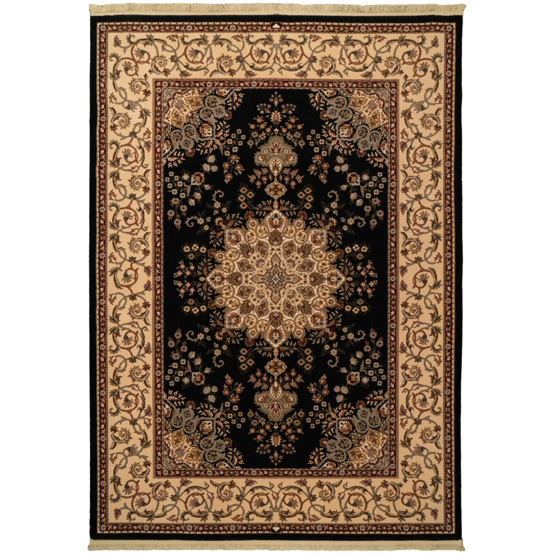 Tapis noir/beige en laine oakland Cirro, Rectangle 5 pi 3 po x 7 pi 7 po