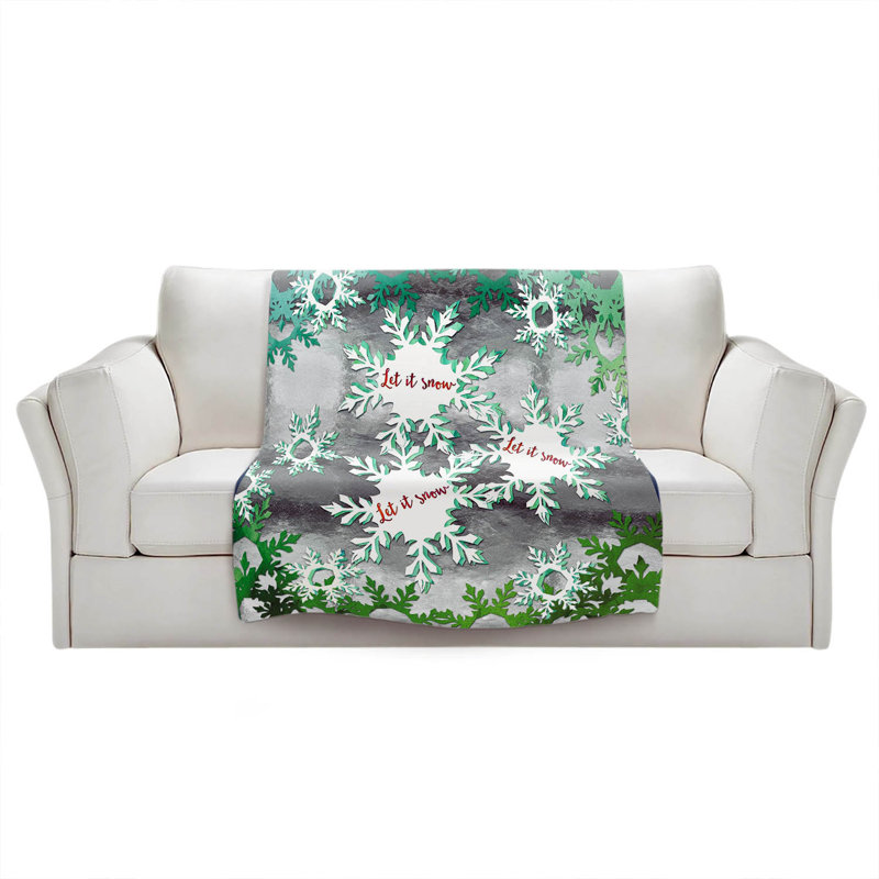 Jeté bonhomme de neige let it , l 51 po x L 60 po, Vert / argent / rouge