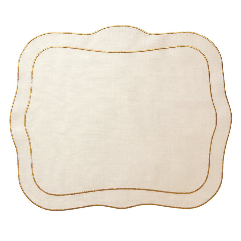 Linho Placemat: Patrician Placemat, Ivory w/ Gold