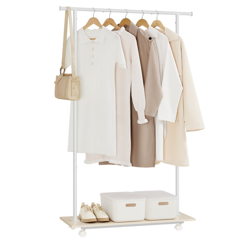 Albhie 99cm Rolling Clothing Rack, Natural/White