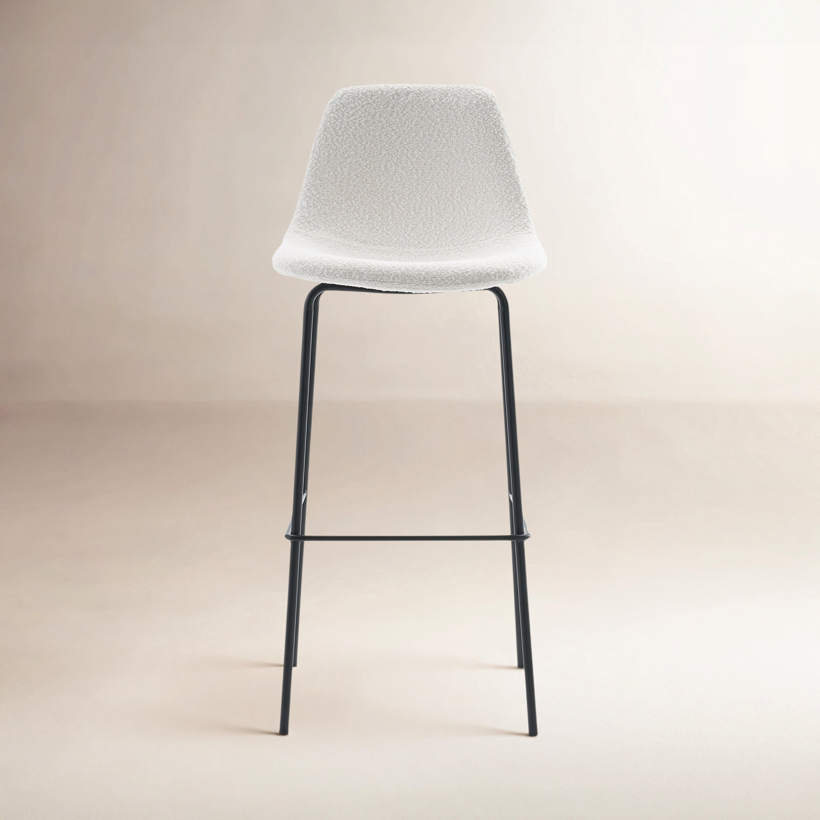 Kavi Bar and Counter Stool, White Boucle, Bar Stool (30" Seat Height)
