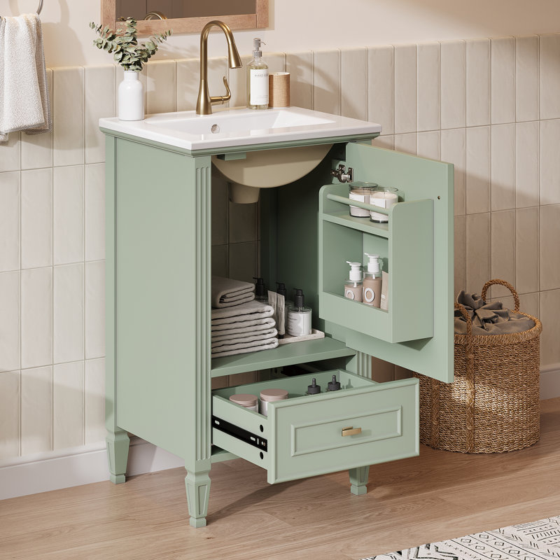 20" Bathroom Vanity with Ceramic Sink, Grey