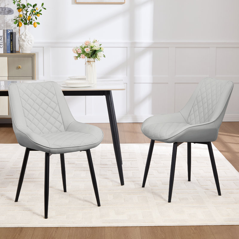 Chaise rembourrée en similicuir, Gris clair