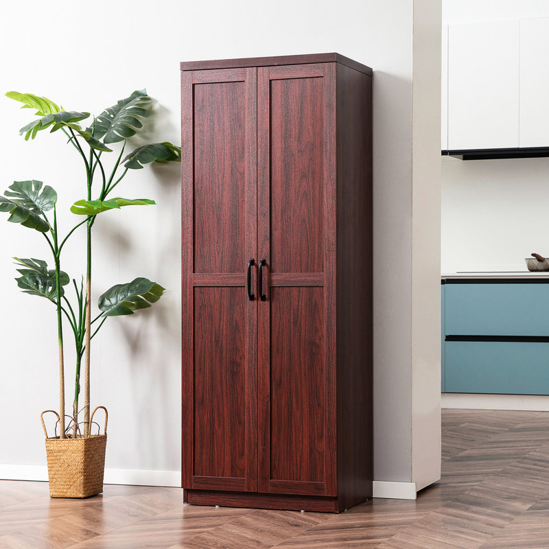 Garde-manger à 5 tablettes et 5 tablettes, armoire 2 portes 63 po avec 2 tablettes réglables, garde-manger 63 po, portes, finition