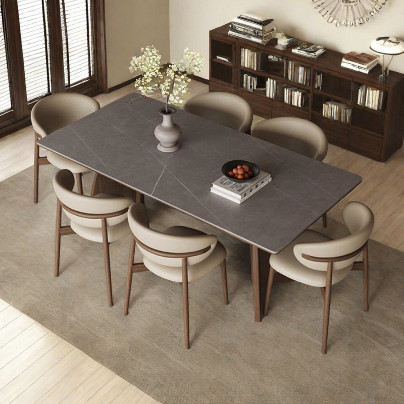 Minimalist high-end rectangular dining table set, 29.5"H x 70.8"L x 35.4"W