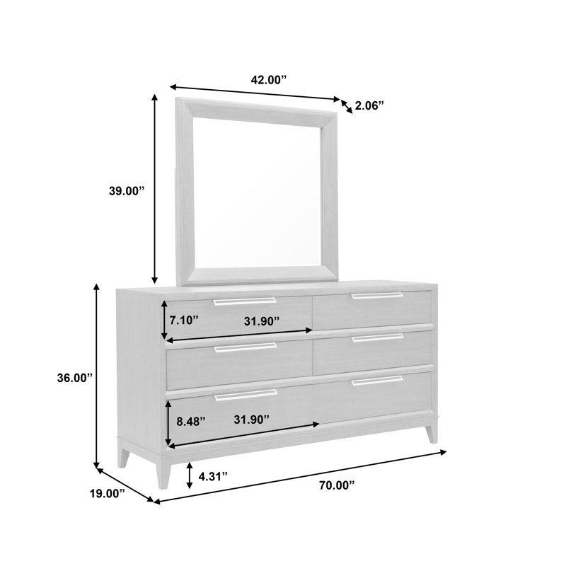 Quincy Transitional Brown Rectangular Wood Dresser Mirror