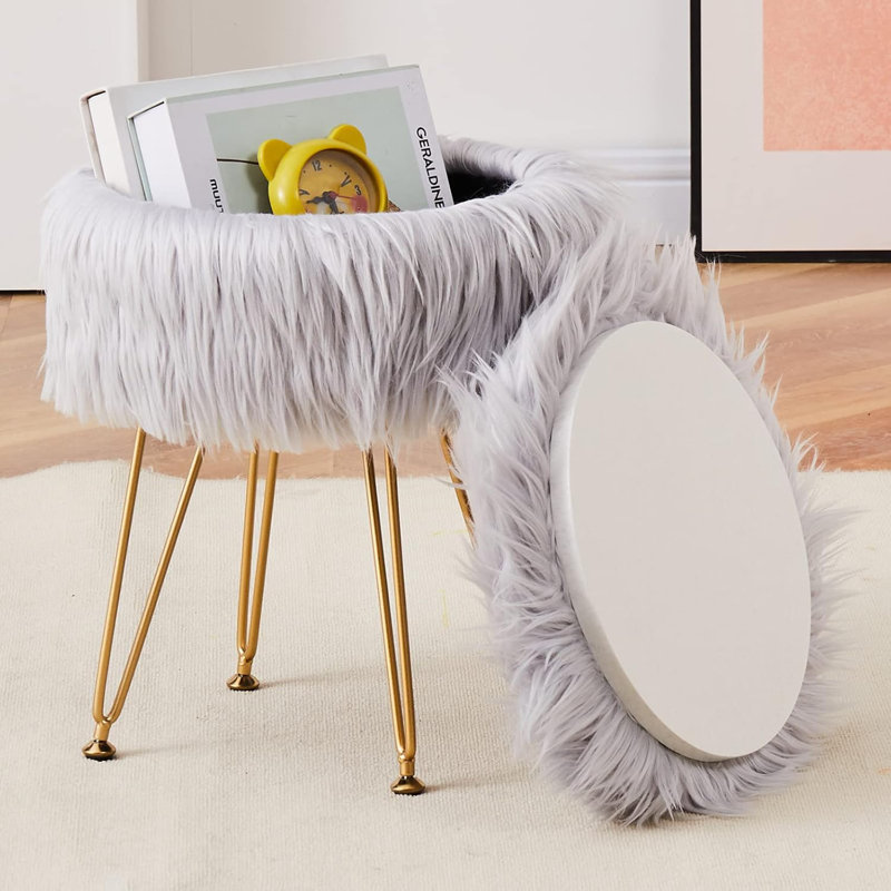 Velvet Ottoman, Grey