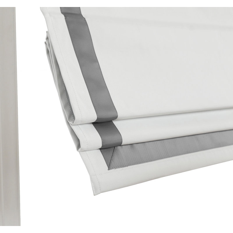 Store romain 100% occultant sans cordon avec bordure en ruban, gris, L 32 po x L 64 po