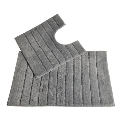 Linear Ribbed Two Piece Bath Mat Set