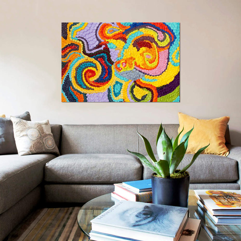 « frosting abstract » par iris scott abstracts, impression sur toile, H 18 po x l 26 po x P 1,5 po, Toile avec cadre noir
