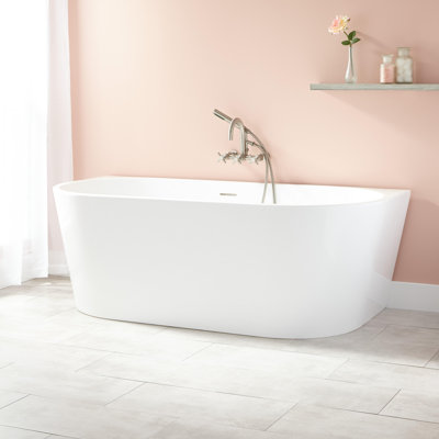 Arrington 67" Acrylic Soaking Tub with Integrated Overflow and Drain and Foam Insulation