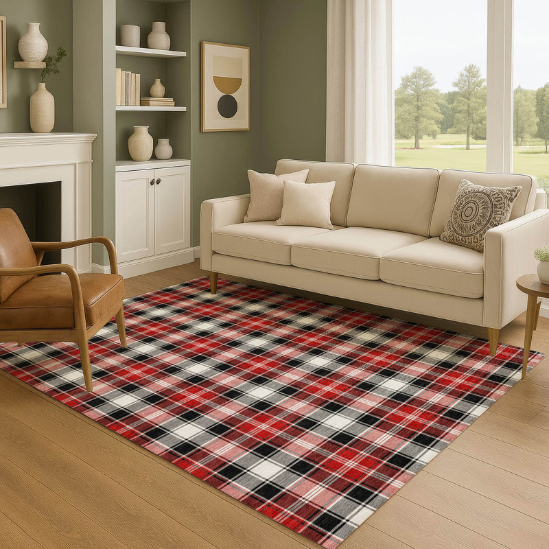 Tapis écossais de qualité supérieure lavable à la machine AMF1817, Rectangle 10 pi x 14 pi