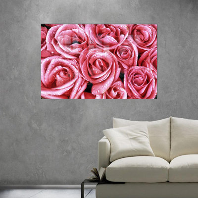 Handcrafted Pink Rose Glass Wall Art Perfect for Modern Home Decor and Ideal for Christmas Gift