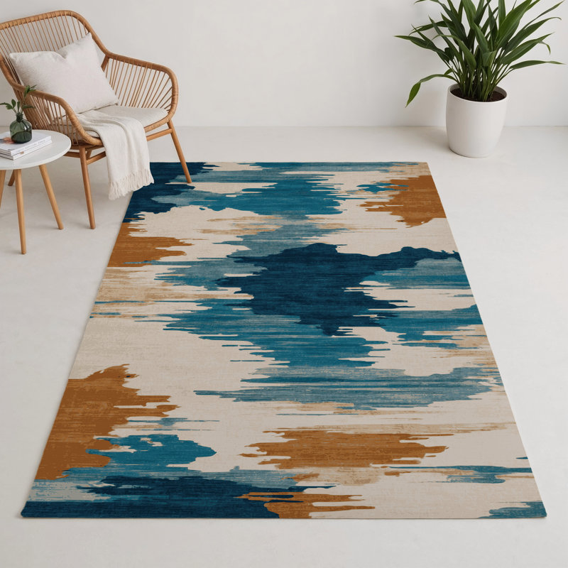 Tapis intérieur et extérieur beige Watercolor, Rectangle 9 pi x 12 pi