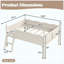 Lit mezzanine double en bois massif pleine grandeur avec garde-corps pleine longueur, échelle et bibliothèque, beige
