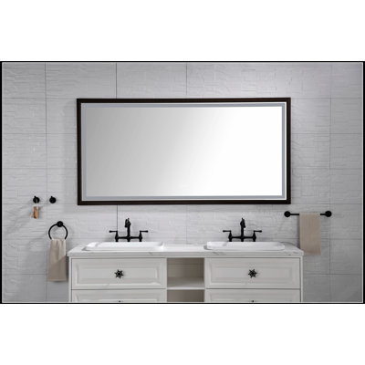 Miroir de salle de bain à DEL avec cadre en aluminium, fixation murale, antibuée, mémoire, 3 températures de couleur, gradation continue