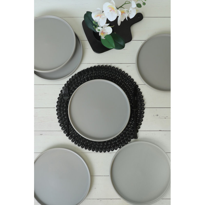 Ensemble d'assiettes de service (6 pièces), Gris, H 0,4 po x l 10,6 po x L 10,6 po