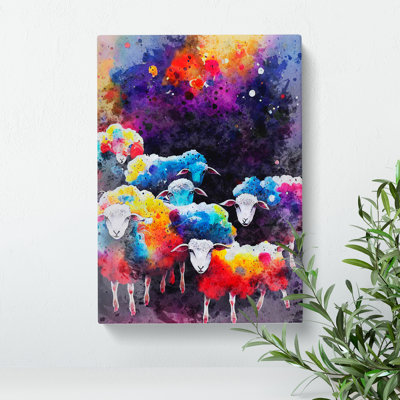 Watercolour Sheep No.4 - Wrapped Canvas